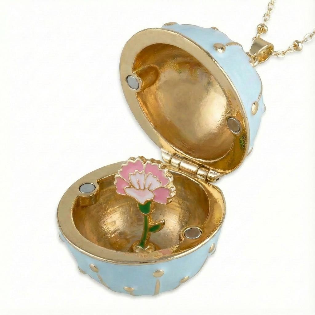 

December Round Box Can Be Opened And Closed Flower Design Small Necklace Copper Gold-Plated Color Retention