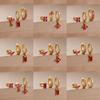 3PCS Rose Red Cubic Zircon Stainless Steel Hoop Earrings Set 18K Gold Plated Huggie Pendant Piercing Earring Women's Jewelry