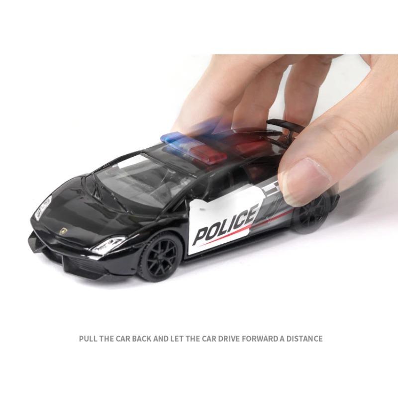 1/36 Lamborghini LP570-4 Gallardo Policie Měřítko Kolo Super Sportovní Auto Německo Býk Logo Kovový Model Odlévaný Tah F334