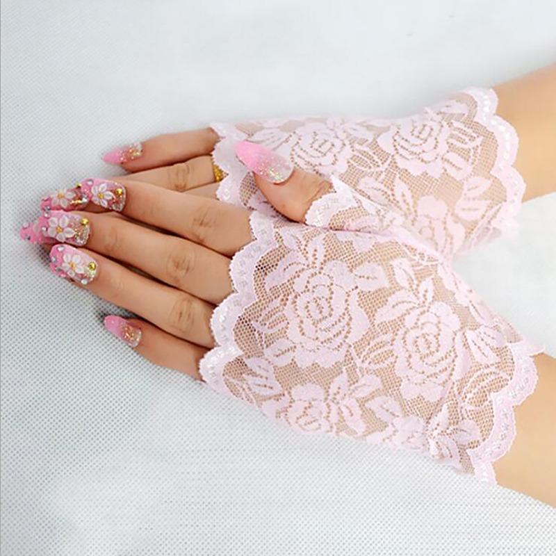 Best Sale Sailor Dance Long Fingerless Womens Sexy Lace Gloves Ladies Half Finger Fishnet Gloves Heated Mesh Mitten Handschoenen
