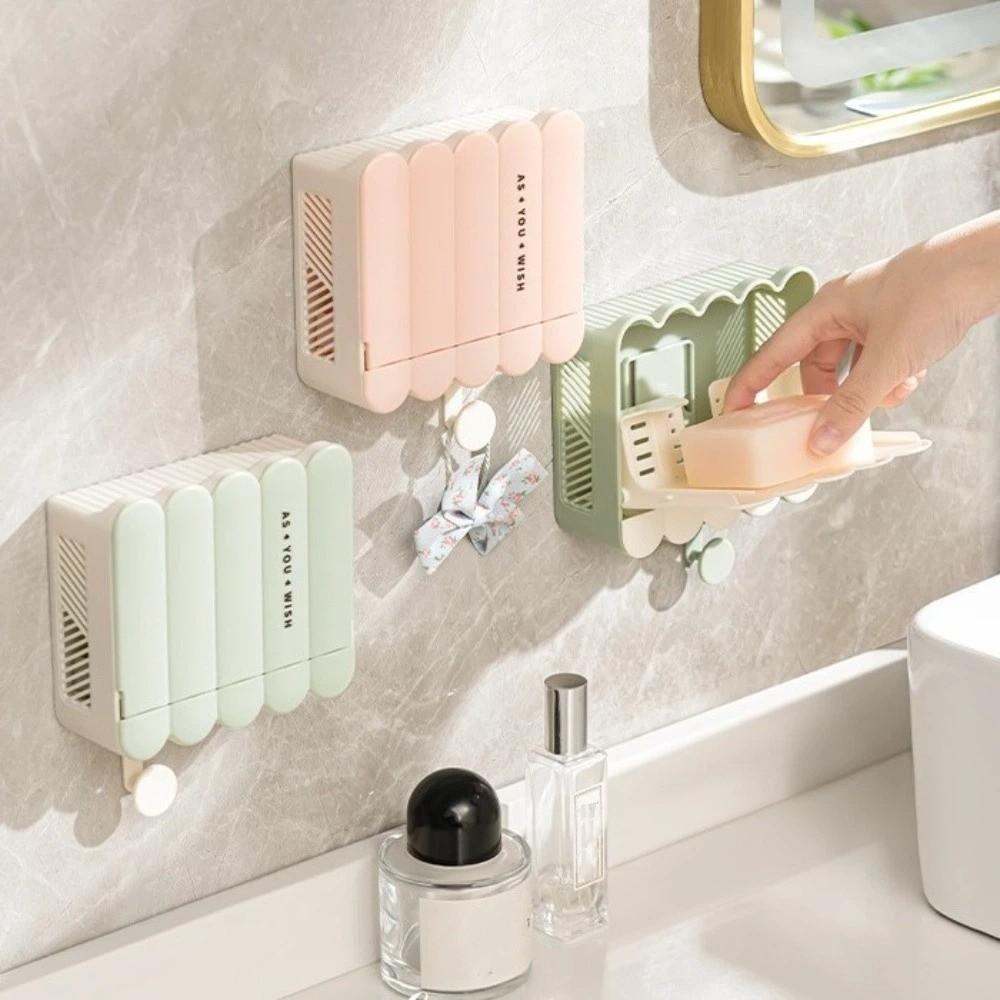 Waterproof Bathroom Soap Holder Flip Lid Soap Storage Rack Wall Mounted Soap Box  Bathroom