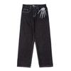 Jeans Uomo Stampa Osso Scuro Pantaloni Larghi Trendy Gamba Dritta