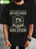 PLUS SIZE Vintage Billiards Graphic T-shirt - "Never Underestimate an Old for Man with a Cue Stick" Bold Print