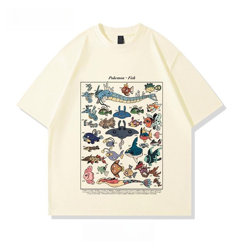 

Peripheral Fish Encyclopedia Clothing Japanese Retro Student Loose Summer Short-Sleeve T-Shirt 100