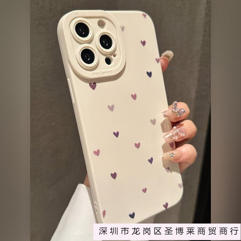 Pink Purple Love Personality Apple 15 Mobile Phone Case Iphone14promax Silicone 13/12/11 All-inclusive Anti-drop Xr