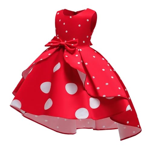 Dressy Daisy Minnie Mouse Halloween Costume for Girls, Kids, Polka Dot Skirt, Sleeveless Outfit with Headband, Red, Size 130, Ages 6-7