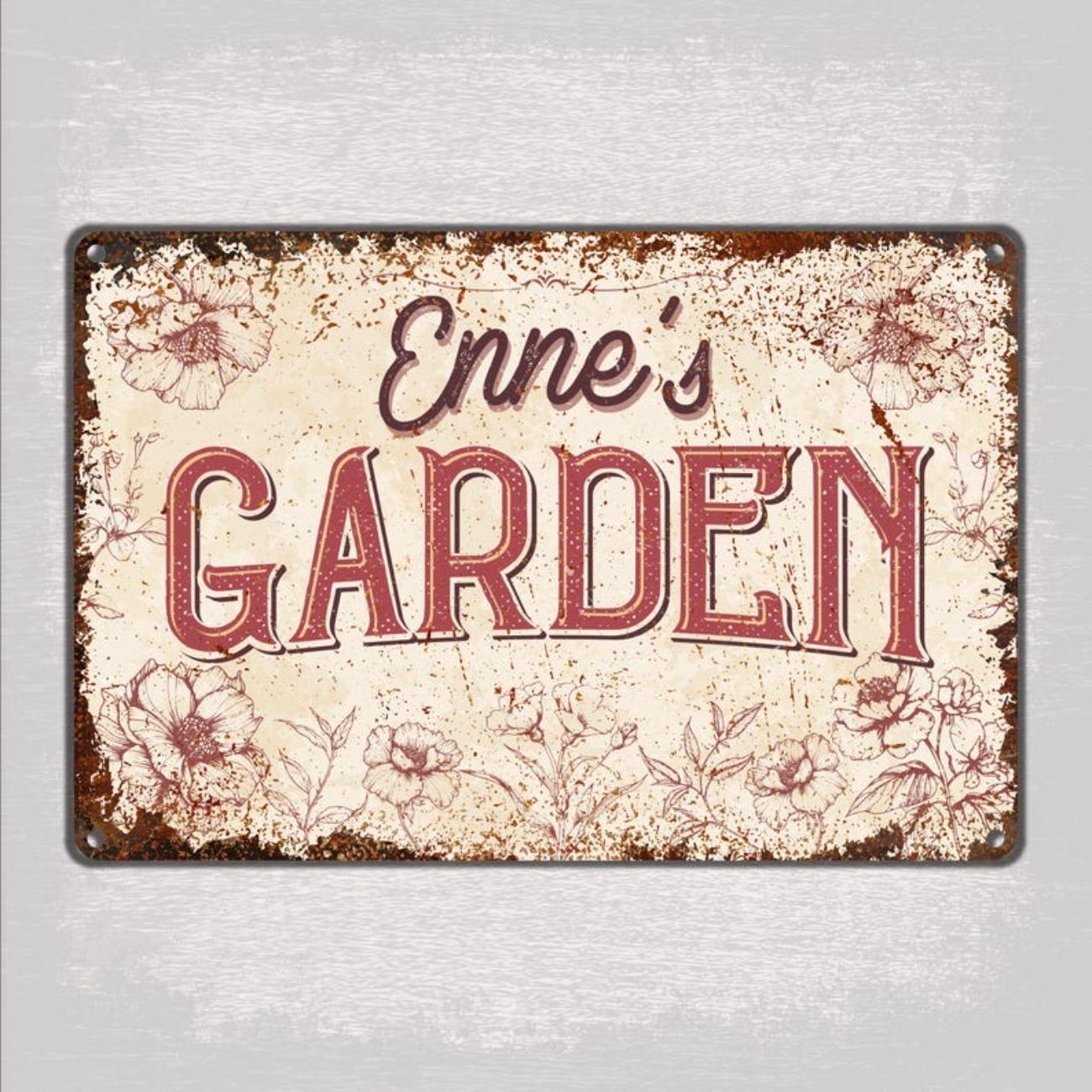 

Custom Floral Metal Garden Sign Personalized Aluminum Wall Art Outdoor Yard Decor білий