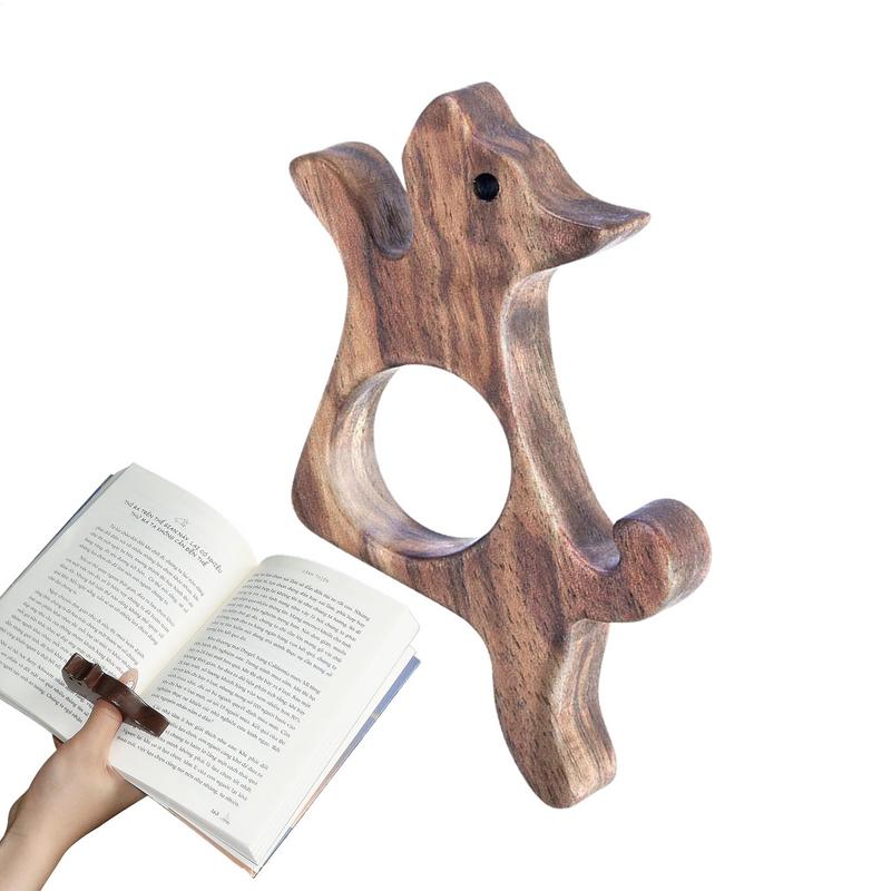 Cute Wooden Book Page Holder Marking Sign Handmade Thumb Wood Book Holder Cat Dog Shape Pages Guide Marker