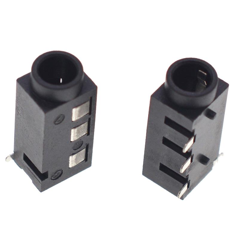 10Pcs Through Holes PCB Horizontal 4 Contact 4 Conductor Right Angle No Internal Switch 4 Pole TRRS 3.5MM Audio Jack Connector