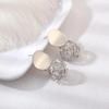 SUMENG New Korean Simple Retro Geometric Earrings for Woven Ball Imitation Pearl Smooth Round Earrings Metal Jewelry Accessories