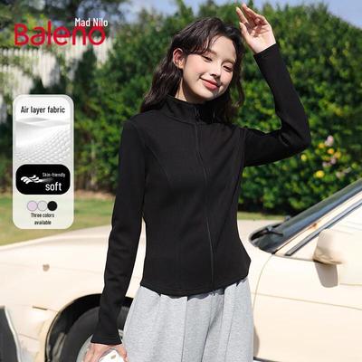 Baleno Women's Stand-Collar Air Layer Cardigan Sweatshirt