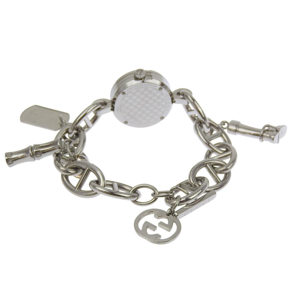 Gucci G Charm Watches 107 2459 BrownDial Stainless Steel Quartz Analog Display Women Used