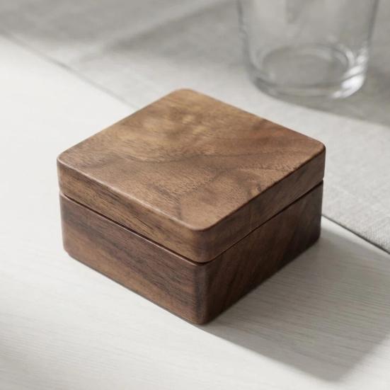Walnut Cufflink Box, Solid Wood Magnetic Closure Storage Case for Men, Small Jewelry Organizer for Rings Necklace, Gift Box for Men