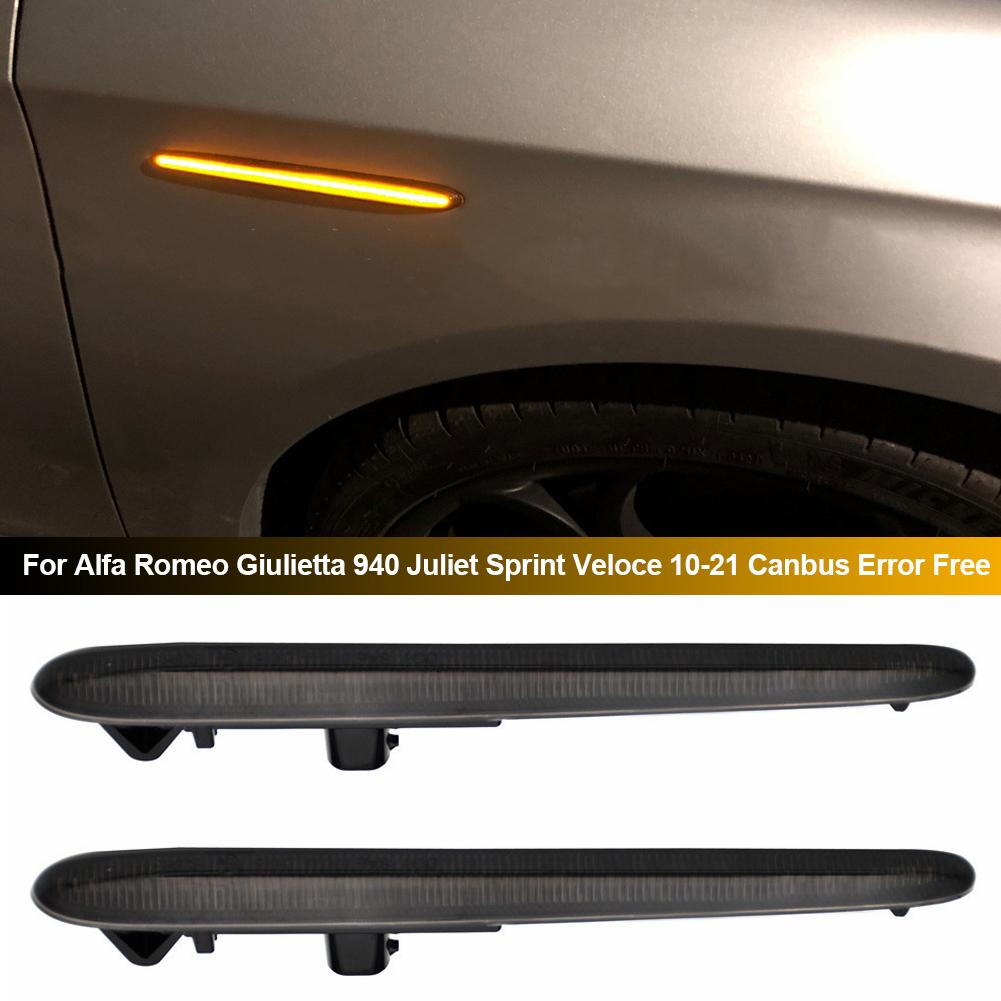 

2Pcs Car LED Dynamic Side Marker Turn Signal Blinker Light Canbus Error Free For Alfa Romeo Giulietta 940 Juliet Sprint Veloce 10-21 White Shell