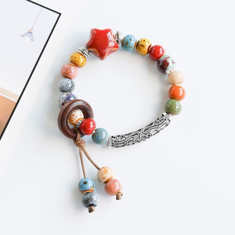 Ethnic Style Ceramic Bracelet Jingdezhen Jewelry Beaded Hand Jewelry Student Couple Bracelet Niche High Sense Carrying Strap Women