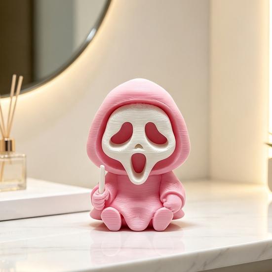 Compact Skull Model for Collection Halloween Ghost Statue, Cartoon Skeleton Sculpture, 3D Printed Textures Novelty Gift Horror Fans Ornament