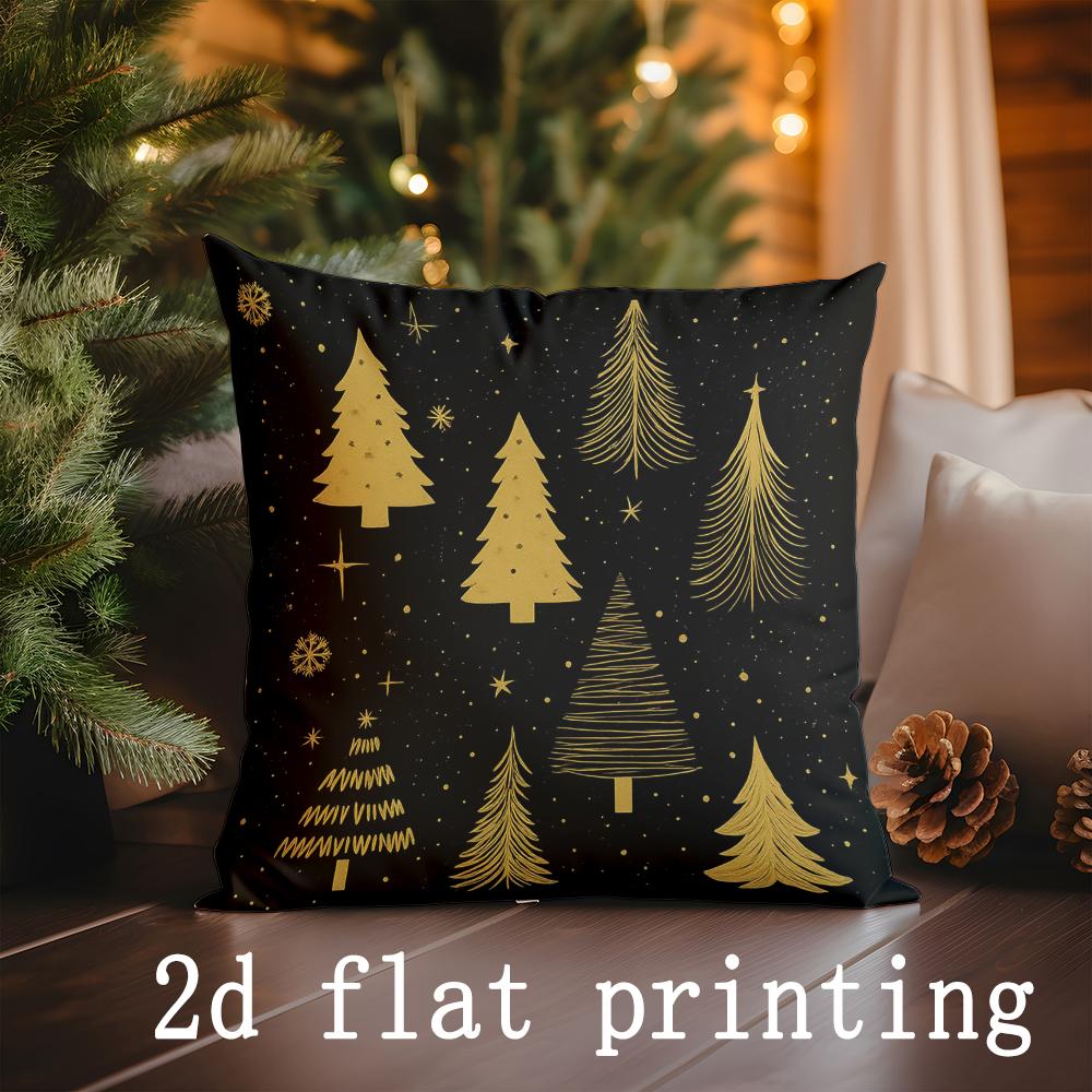 Домашний декор С Рождеством Снеговик и принт елки Наволочки с узором Наволочка для подушки Подходит для дивана Спальни Автомобиля Наволочка 45x45cm