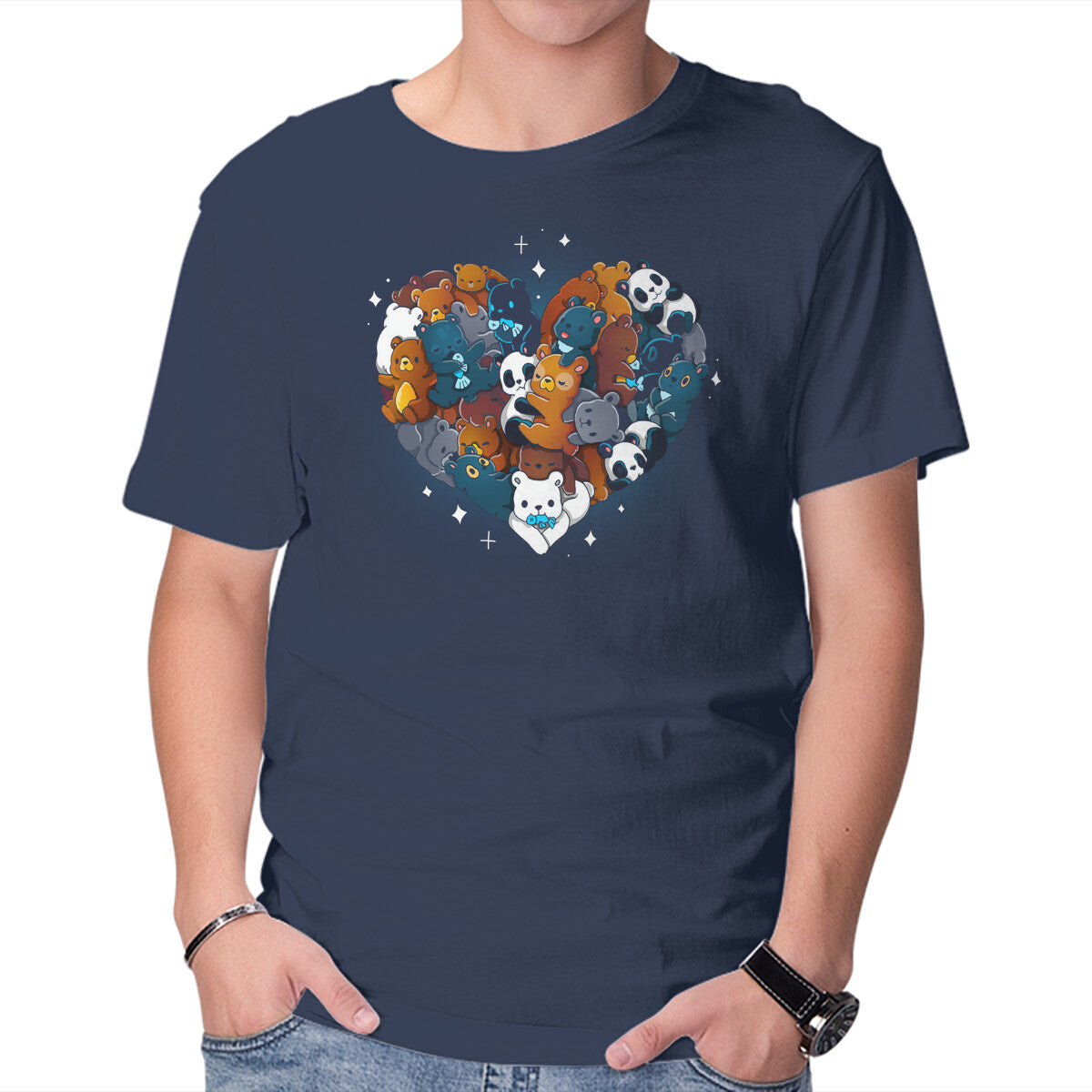 Unisex Crew Neck T-Shirt Valentine Bear Graphic Short Sleeve Casual Tee XS