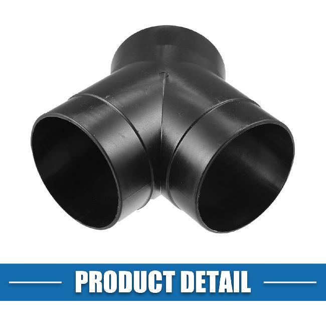 Y Piece Duct Air Ducting Connector Straight Air Heater Duct Joiner Connector Pipe 2.95'' 75mm OD Black (Set of 2)