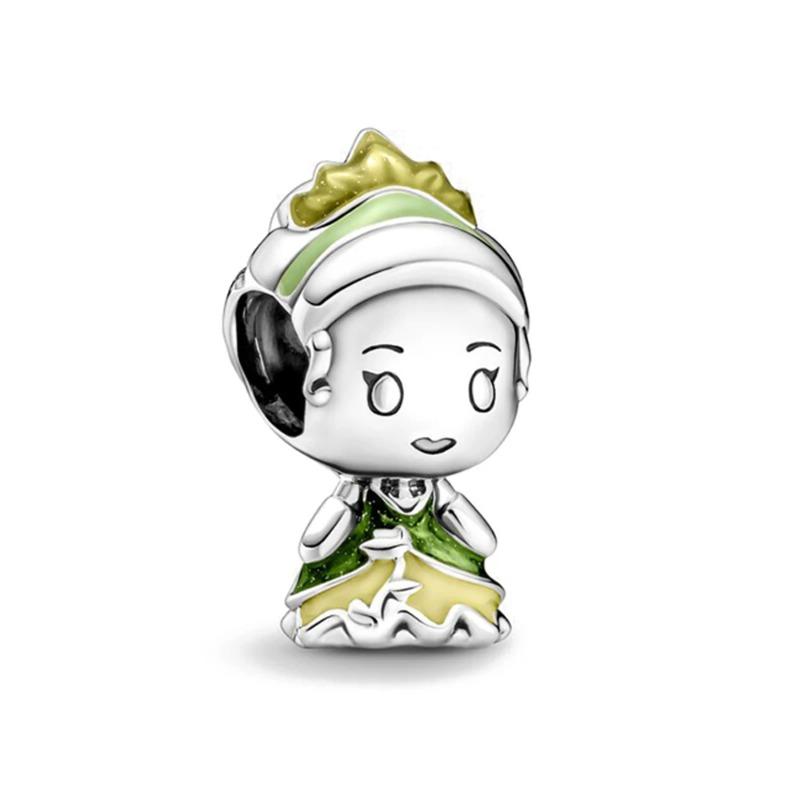 S925 Silver Disney Princess Charms Mermaid Elsa Belle Snow White Beads Fit Original Bracelet DIY Pendant Women Jewelry