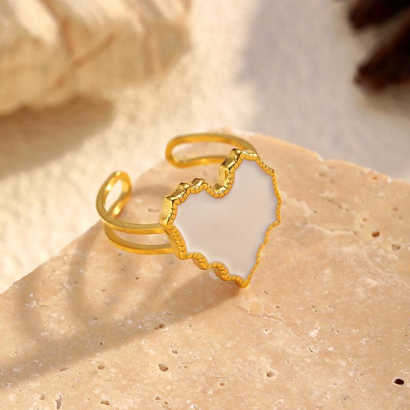 European and American ins style 18K stainless steel ring simple light luxury geometric love live titanium steel ring jewelry women