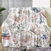 Vintage Floral Book Print Blanket, Soft Plush Throw For Home Decor, Warm Gift For Bookworms And Decor Enthusiasts