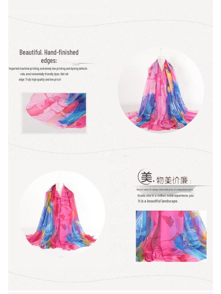 Versatile Chiffon Scarf: Autumn/Winter Women's Sun Protection Shawl, Extra Large Korean Style Beach Towel, Long Gauze Wrap