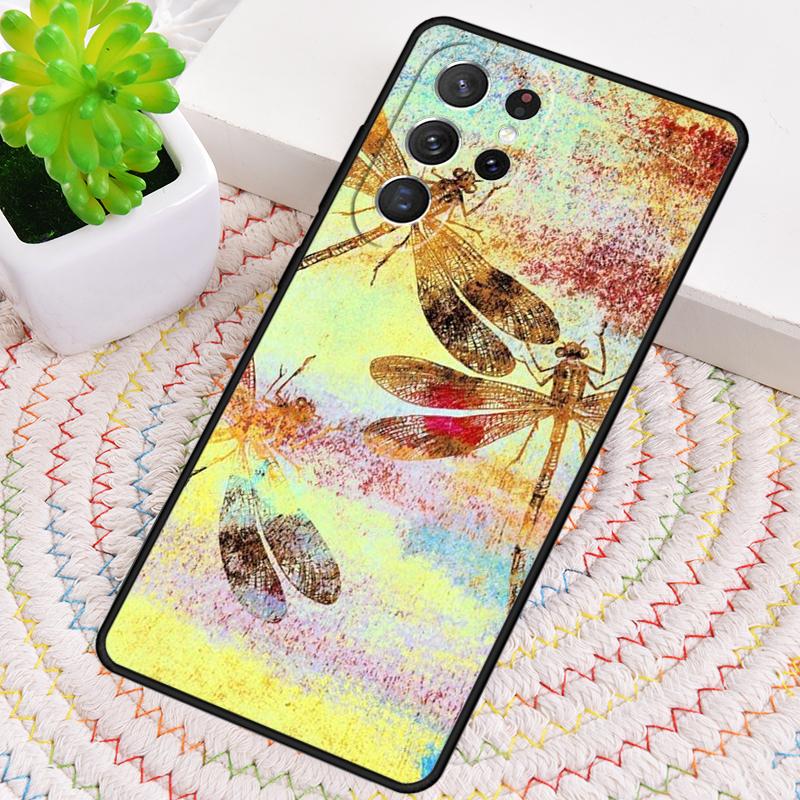 Färgglatt trollsländefodral för Samsung Galaxy note 10 pro S26 Ultra S23 S24 FE S25 S21 S22 PLUS stötsäkert skal
