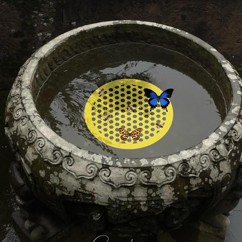 1PC Yellow Floating Bee Island Tray, Butterfly and Bee Water Feeder for Garden Pond Decoration, Bee Insect Drinking Tray