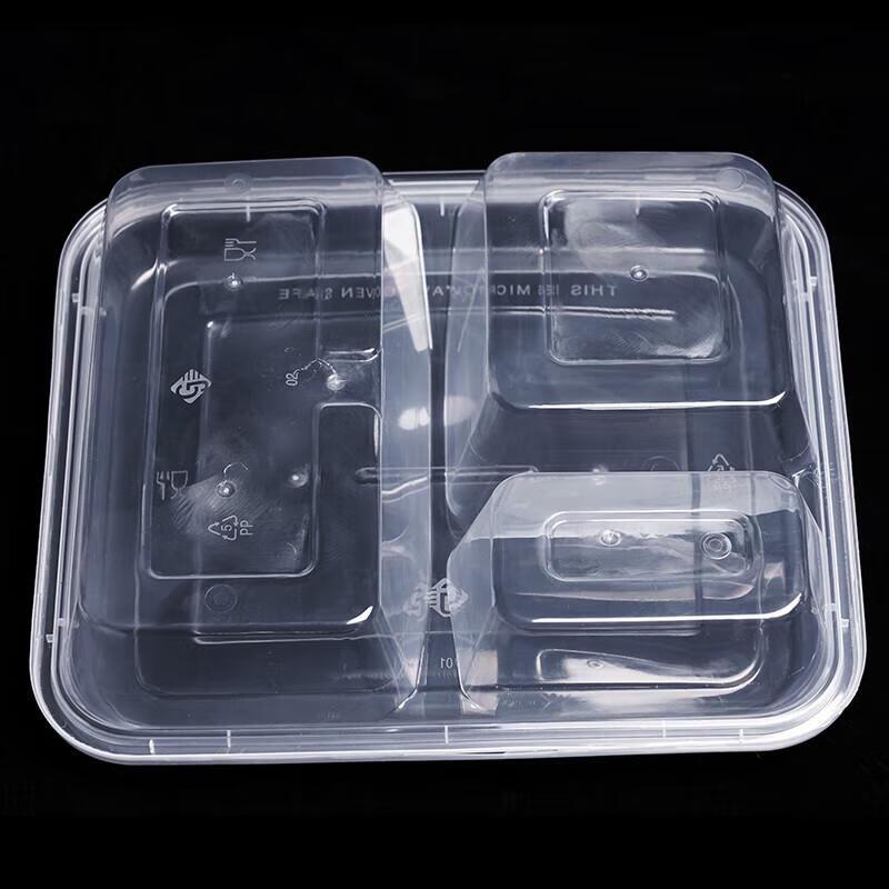 JINGRX Disposable 3-Compartment Meal Prep Containers with Lids