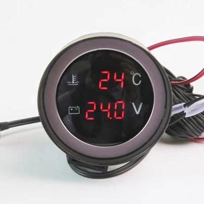 2 In 1 Round 12V 24V LED Digital Car Truck Water Temp Gauge Temperature Sensor Temperatura Motor + Voltmeter Volt Voltage Meter