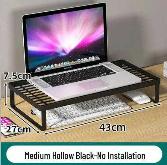 Adjustable Desktop Monitor Riser & Laptop Cooling Stand with Storage & Keyboard Tray
