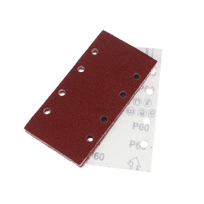 10pcs 8-Hole Rectangular Premium Flocked Sandpaper Sheets Self-Adhesive 185X93mm - Assorted Grits For Air Grinders