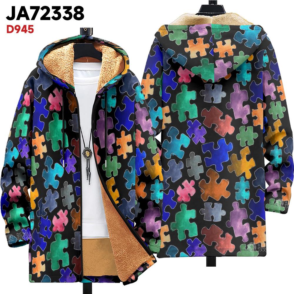 Новая куртка многоцветные элементы узора B1 кардиган на молнии с капюшоном утолщенный зимний флис трендовая стеганая одежда M 7230₽