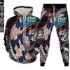 Hoodie+Trousers 2Pc Set Sportwear Horror Animal Snake 3D Print Men Women Hollween Clothing Tracksuit Casual Suit Plus Size S-6XL