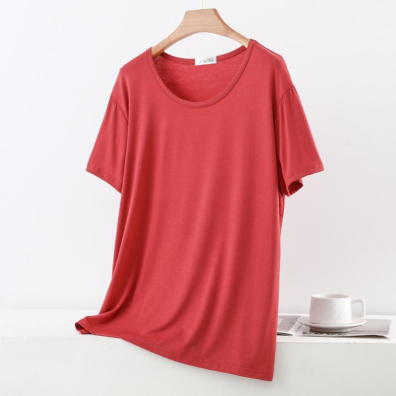 Damen Übergröße Modal Lockeres Kurzarm-T-Shirt
