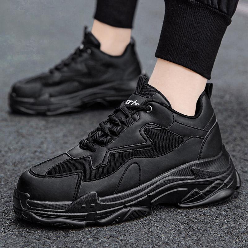 Fashion Sneakers Casual and trendy men's shoes comfortable design Outdoor street walking Youth thick soled sports shoes Black and white
