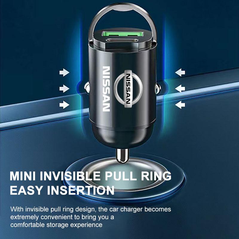 1Pcs Car Charger USB Type-C Fast Charging Adapter Car Accessories For Nissan Nismo Almera Tiida Juke Teana Qashqai 350Z 370Z GTR