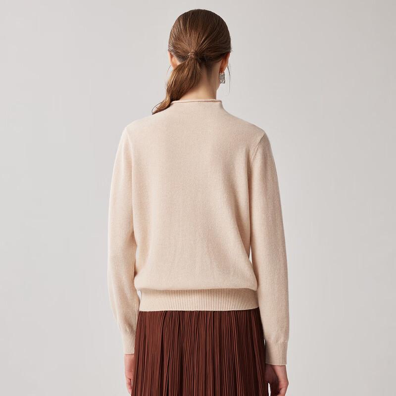 Zhaojun Women's 100% Cashmere Argyle Mock Neck Knit Sweater