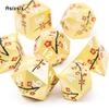 7 Pcs Golden Flower Metal Dice Solid Metal Polyhedral Dice Set Suitable for Role-Playing RPG Board Game Card Game
