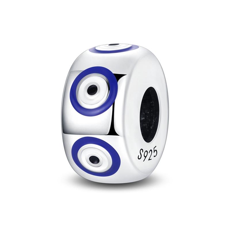 Fits Genuine Bracelets Copper Blue Series DevilS Eye Palm Pendants Charm Beads Plata For Women DoItYourself Gifts