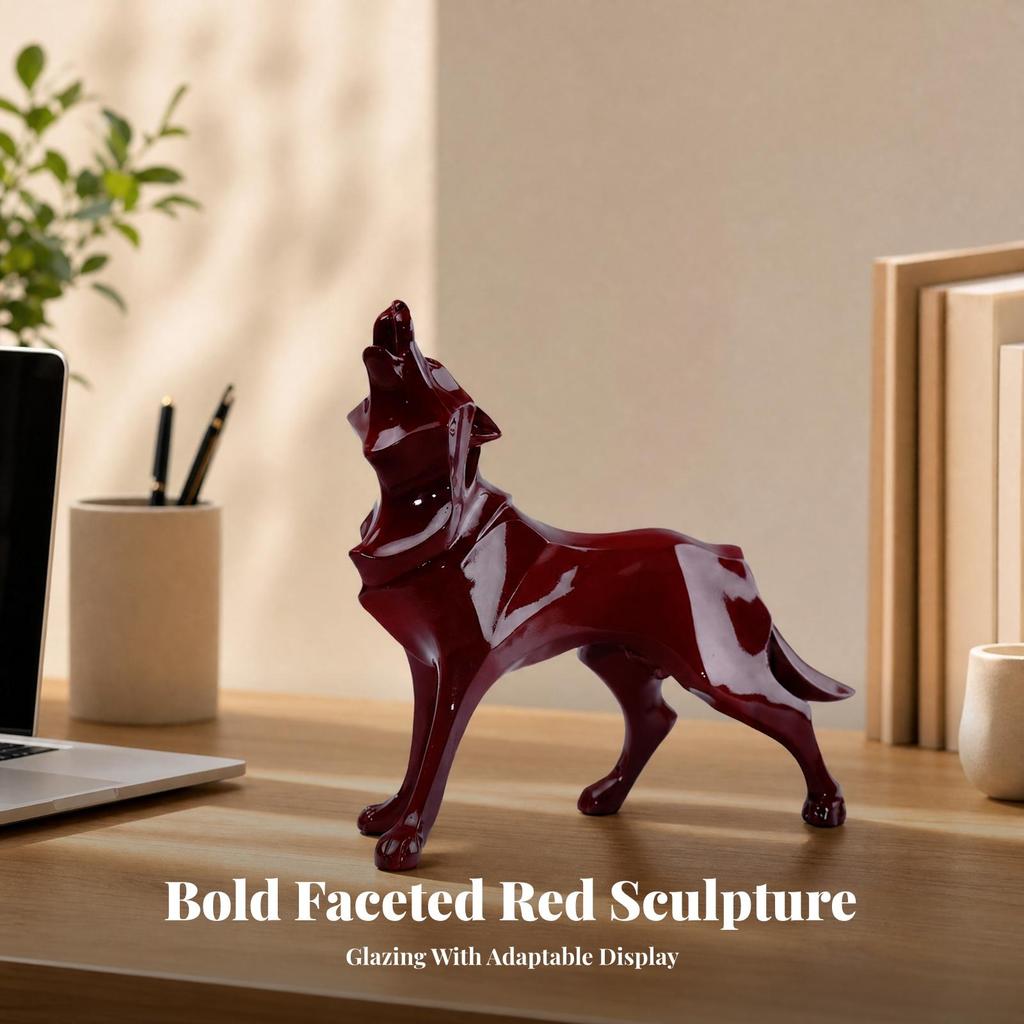 Glossy Resin Wolf Ornament Elegant Table Centerpiece Originality