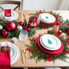 6 Pcs 15.75 Inch Christmas Greenery Placemats Artificial Winter Pine Placemat Pinecone With Red Berries Cedar Branch Place Mat D