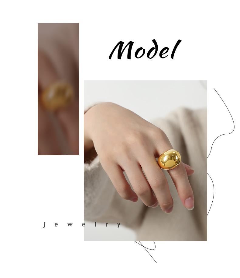 Inel Geometric European și American din Oțel Titan Neregulat Placat cu Aur