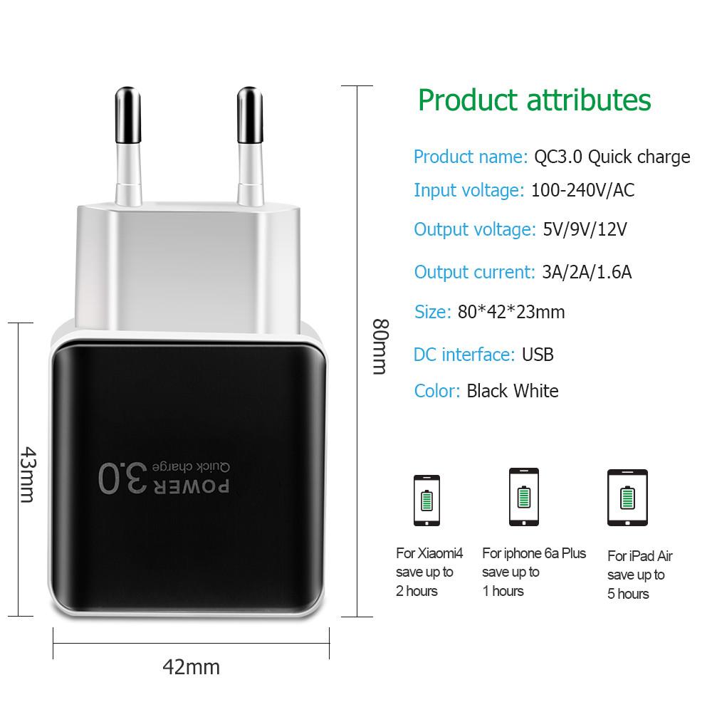 Încărcător rapid 5V 3A USB încărcător QC 3.0 4.0 adaptor de încărcare rapidă de perete încărcător universal de telefon mobil pentru iPhone Samsung Xiaomi