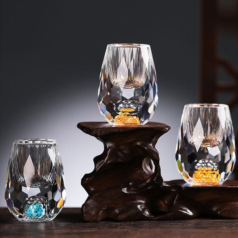 6pcs 15ml Liquor Crystal Glasses Set Vodka Shot Glass Wine Glasses Whiskey Spirits Sake Soju Brandy Tea Cup Diamond Cutting