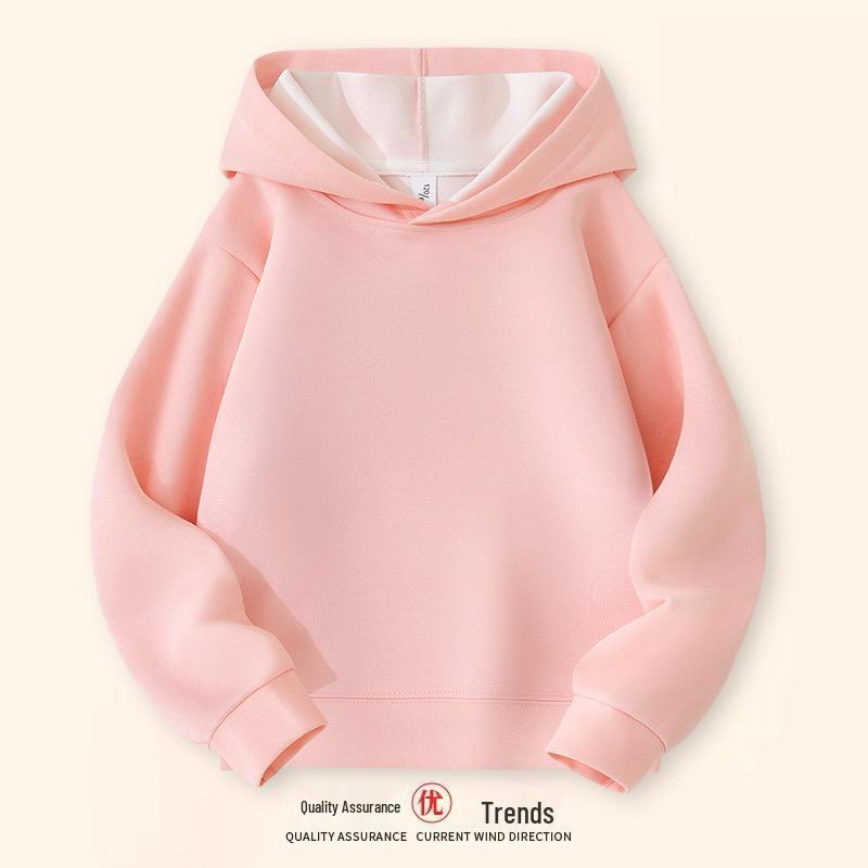 Kids' Fleece-Lined Autumn/Winter Hoodie - Solid Color, Loose Fit Pullover Jacket