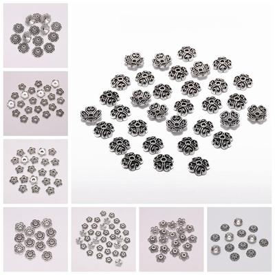 20pcs-100/Lot 8 9 11 14mm Petals Antique Carved Flower Receptacle Loose Sparer Apart End Bead Caps For DIY Jewelry Making Findings