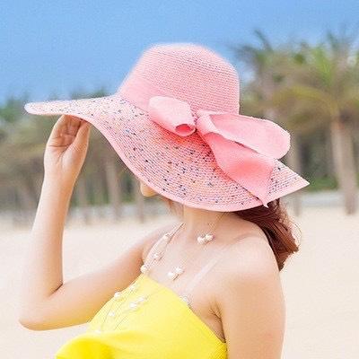 Straw hat women's summer sun protection extra large brim sun hat beach seaside vacation sun hat foldable hat tide