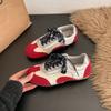Red Retro Inner Height-increasing Flat-bottomed German Training Shoes Women's Summer New Versatile Soft-soled Sports and Leisure Board Shoes